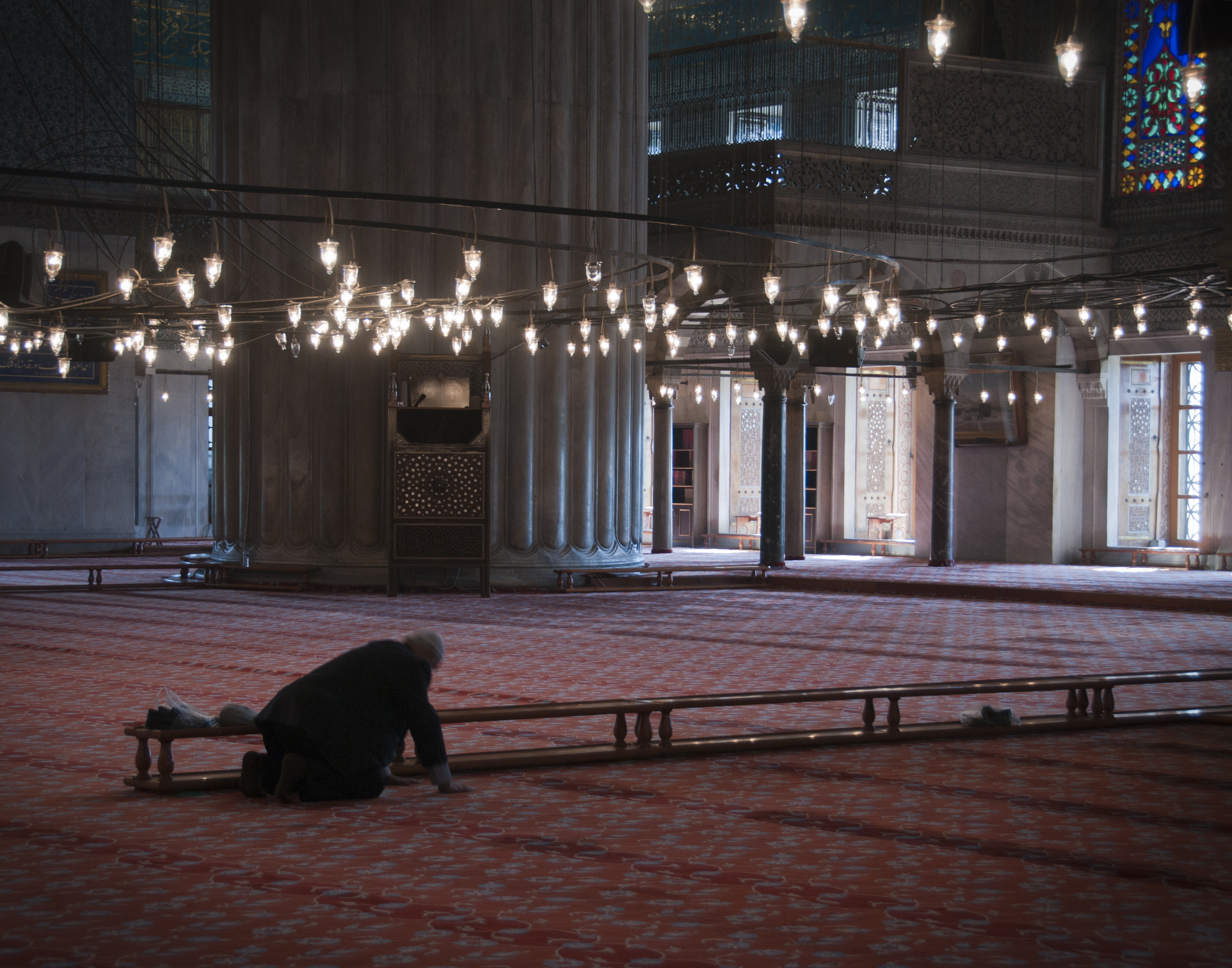 A prayer inside the Mosque